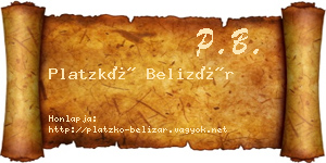 Platzkó Belizár névjegykártya